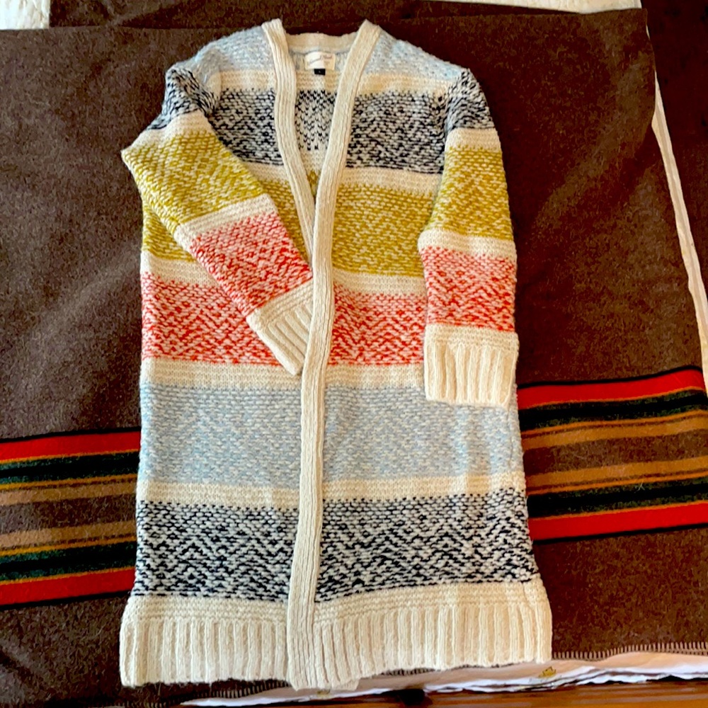 Women’s open front cardigan; multicolored